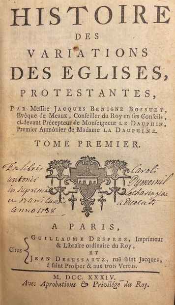 null BOSSUET（雅克-贝尼涅）。Histoire des Variations des églises protestantes.巴黎，Guillaume...