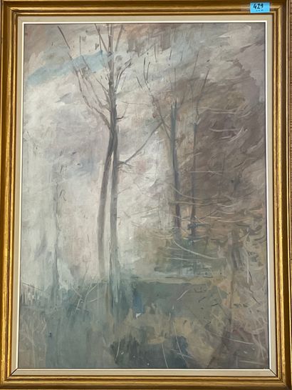 null FRANK (attributed to Lucien). "Landscape at dawn". Gouache and watercolor on...