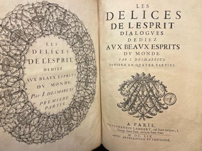 null DESMARETS de SAINT-SORLIN（让）。心灵的愉悦。献给世界上优秀人才的对话。巴黎，Florentin Lambert，1659年，5部分合为一卷，标题，（18）-125-1...