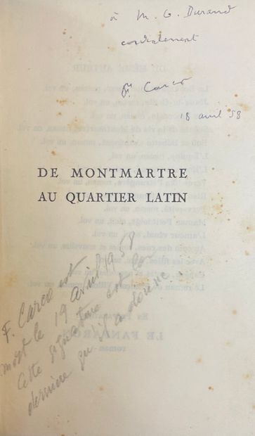 null CARCO (Francis). De Montmartre au Quartier latin. Paris, Albin Michel, 1927,...