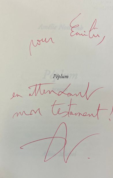 NOTHOMB (Amélie). Péplum. P., Albin Michel, 1996, 8°, br., bande-annonce jointe (couv....