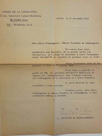 MALRAUX (André). Antimémoires. Tome 1. P., Gallimard, 1967, 8°, 604 p., bradel pleine...
