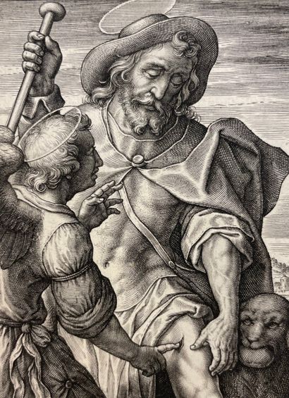 WIERIX（Ieronymus）或Jerome Wierix（安特卫普，1553-1619），佛兰德的Wierix雕刻家家族的雕刻师。他仿照其他著名的雕刻家，包括阿尔布雷希特-丢勒，制作了雕刻作品。这套特别的书装订成两本相同的8开大卷，全棕色摩洛哥，书皮上有双冷丝框，角上有鎏金丝，冷卷上有双冷丝框和鎏金丝，书脊上有檐口装饰有鎏金丝，中间有鎏金设计。镀金标题，边缘双镀金花边，内部镀金花边（装订时签名为De...
