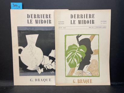 BRAQUE.- "Derrière le Miroir". N° 4. P., Maeght, 1947, 1 f. in-folio dépliant, couv....