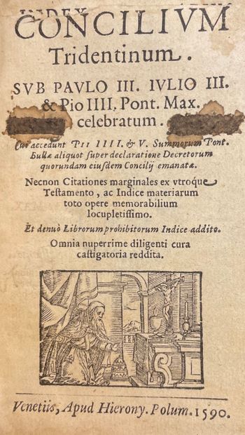 null Concilium Tridentinum sub Paulo III, Julio III et Pio II Pont.Max. celebratum.威尼斯Polum，1590年，32页中，（34）-350页，1个空白页。与:禁书索引》（Index...