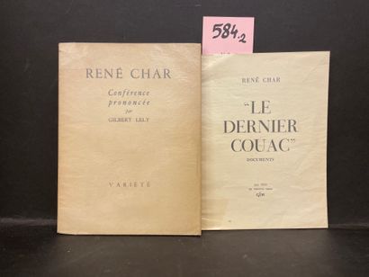CHAR (René). "Le Dernier Couac". Documents. P., GLM, 1958, plaquette in-12, non paginé...