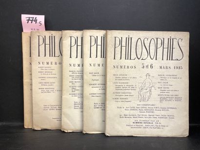 null 全集--"哲学"。文学评论，由皮埃尔-莫汉格指导。N°1至5/6。P., 1924-1925, 6期共5卷，小4°，br.未切割（第1期的封面有坑，几个封面有缺陷）。第一版。约翰-布朗[Pierre...