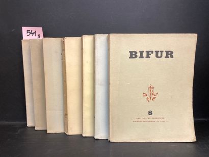 null 罕见的全集--"Bifur"。杂志由G. Ribemont Dessaignes指导。从第1期（1929年5月）到第8期和最后一期（1930年6月）。P.,...