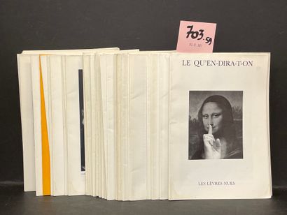"Les Lèvres nues". Brux., 1987-1993, 59 fasc. 8°, en feuilles, couv. illustrée (qqs...