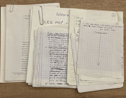 null "前纳粹、纳粹和后纳粹"--ISOU（伊西多尔）。手稿包括59页（27 x 17厘米），用铅笔写的，有许多擦除和补充的内容，还有2个注释的印刷页，来自查尔斯-达伦伯格的书...