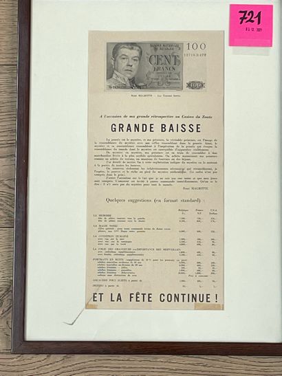 null 马格里特-马里安（Marcel）。"Grande Baisse et la fête continue"。[Brux, 1962], 1张传单装在垫子和木框中。框架尺寸：43...