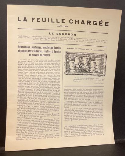 MAGRITTE.- La Feuille chargée，副标题为 "Le Bouchon"。Jette-Brussels, René Magritte, 1950年3月,...