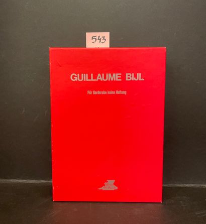BIJL (Guillaume). "Für Garderobe keine Haftung".红色纸板盒内有1套明信片，1个迷你衣架和1个名为 "Für Garderobe...