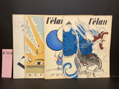 null "L'Elan"。杂志由Amédée Ozenfant导演。第2、3、5、7和10号。P., 1915-1916, 5 fasc. Large 4°b...