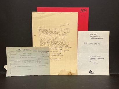 CALONNE (Jacques). Set of 5 mss letters and 1 telegram addressed to Marc Dachy. A...