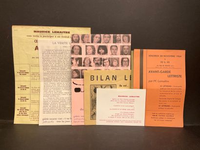 null LETTRISM - 收集了7份传单、邀请卡和其他公告单：1. LEMAÎTRE, Maurice."Avant-garde lettriste"（1964年）。1张21.5x14厘米的公告传单...