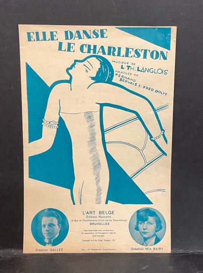 MAGRITTE (René). "Elle danse le Charleston". Partition pour chant illustrée par René...