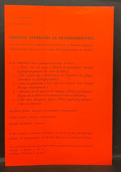 Internationale Situationniste.- "Première exposition de psychogéographie". Feuillet...