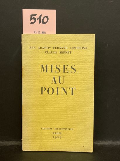 null ADAMOV (Arthur), LUMBROSO (Fernand), SERNET (Claude).Mises au point.P.，Éditions...