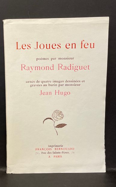 RADIGUET (Raymond). Les Joues en feu.饰以让-雨果先生用錾子绘制和雕刻的四幅画。P., Impr. François Bernouard,...