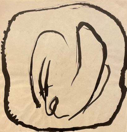 null 原创绘画和拼贴画--WYCKAERT--1956年在Taptoe画廊举办Maurice Wyckaert的展览时出版的小册子。文字：让-雷恩。S.l.n.d.，12开本的方形小册子，装订，封面有完整插图。罕见的白纸墨迹原件/"De...