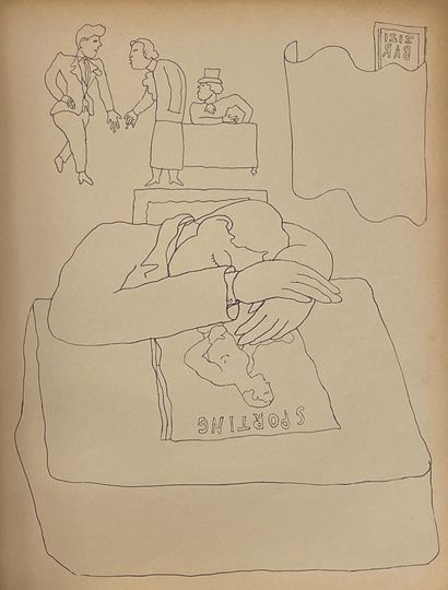 COCTEAU (Jean). 绘图。第二版。P. Librairie Stock, 1924, 4°, 272 p., 全蓝布，光滑的书脊，摩洛哥标题页，保留...