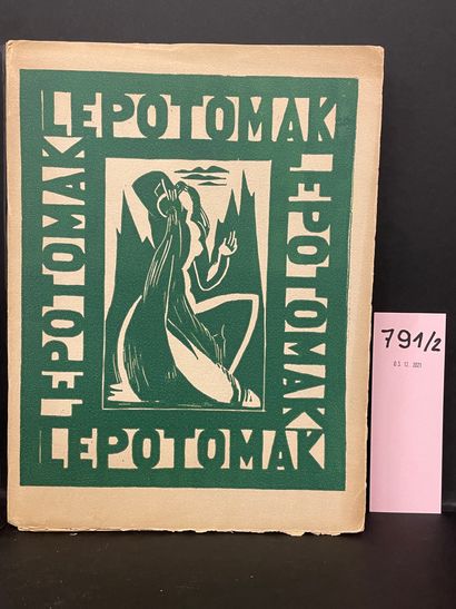 "Le Potomak". 完整的收藏。"Le Potomak"。N°1和2，巴黎，[1947-1948]，2册。4°，单页，插图全封（第2卷封面上有小角缺失，多明戈斯的雕刻品被排出）。第一版印刷95份（只有第二份有编号，前5）。由H....
