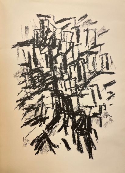 null 雅克-杰曼的4幅原始石版画 - 雅克-杰曼。1960-1961年的绘画作品。展览。P., Maeght, (1961), 8°小册子，插图封面，装订（封面略有污渍）。文字：盖-杜穆尔。第一版印数为300册，包括4幅由Mourlot...