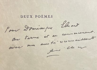 ÉLUARD (Paul) et CHAR (René). 
Deux poèmes. P., Jean Hugues, 1960, grand 8°, br.,...