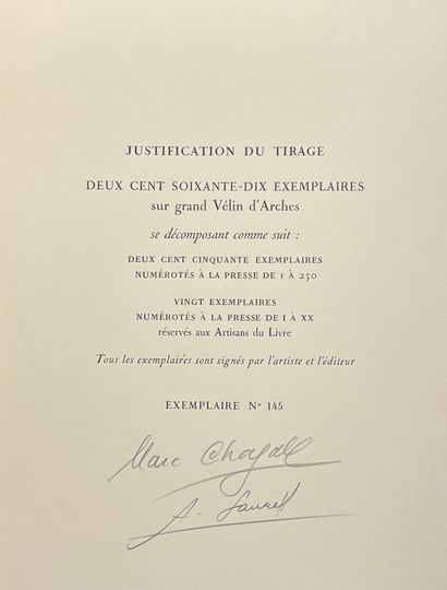 CHAGALL.- LEYMARIE (Jean). 
Vitraux pour Jérusalem. Monte-Carlo, André Sauret, 1962,...