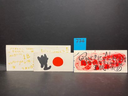 MIRO.- Ensemble de 3 cartons d'invitation de Joan Miro, tous tirés en lithographie,...