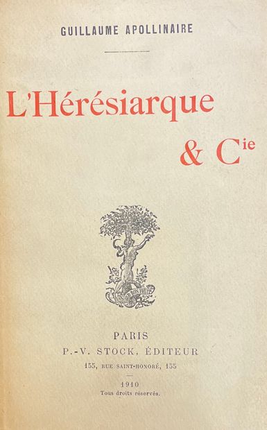 APOLLINAIRE (Guillaume). L'Hérésiarque et Cie. P., Stock, 1910, in-12, bradel plein...