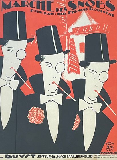 MAGRITTE (René). "Marche des snobs" (1924). Partition pour piano par Fernand Rousseau,...