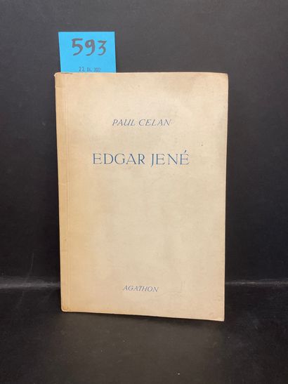 CELAN (P.). 
Edgar Jené. Vienne, Agathon, 1948, 8°, 12 p. de texte, 18 planches hors-texte...