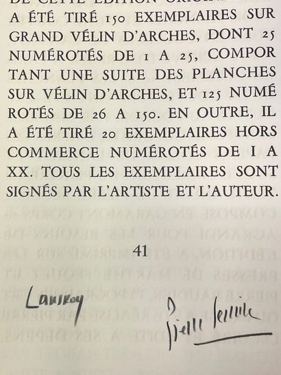 null 
LANSKOY - LECUIRE（皮埃尔）。Cortège.[兰斯科伊的24幅整版作品]。P.，L'Auteur，1959年，双开本，半黑色长纹摩...