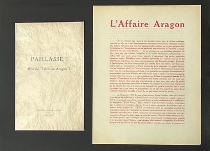 ARAGON (Louis). "阿拉贡事件"。S.l.n.d., [巴黎，1932年1月], 1页。4°4页，以红色印刷。Maxime Alexandre、René...