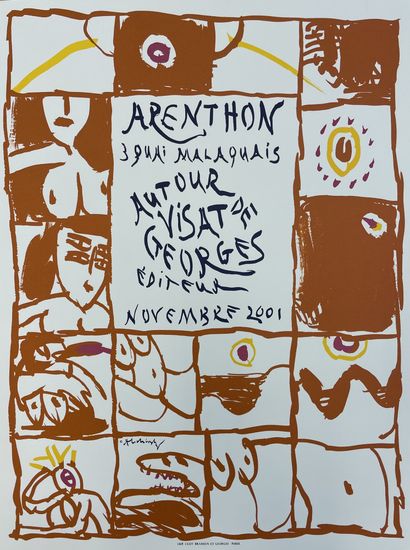 ALECHINSKY (Pierre). Poster (1982). Drawing on acetate insulated on plate, with a...