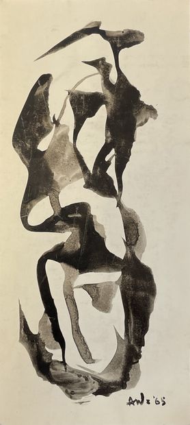 ANTHOONS (Willy). Untitled (1965). Wash on coated paper, dated and monogrammed on...