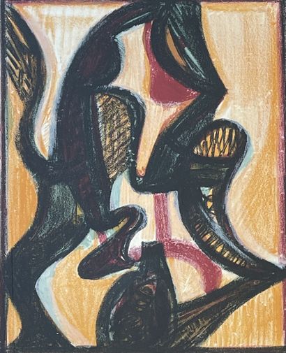 ATLAN (Jean-Michel). "Composition fond jaune" (ca 1960). Lithographie originale en...