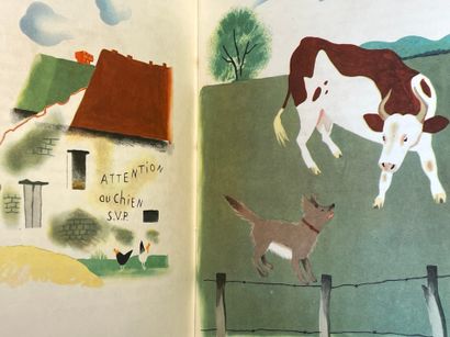 AYMÉ (Marcel). 犬类。Nathalie Parain的图片。P., NRF, 1948, 8°, 半黑布，插图板（边缘缝合）。第一版。