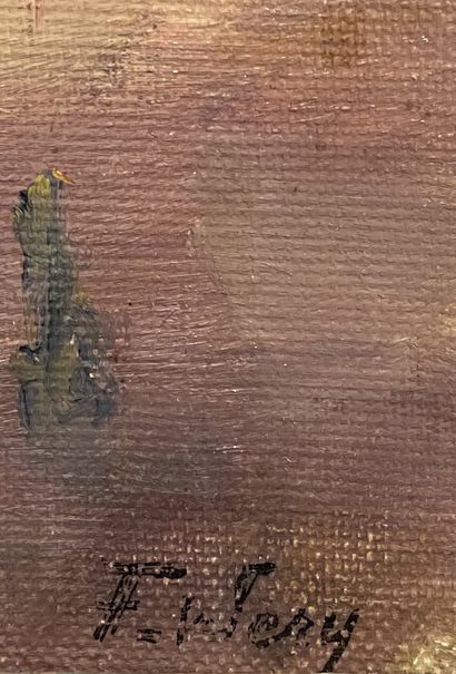 WERY (Fernand). "德-布鲁克尔广场"。布面油画，左下角有签名，装在一个镀金的木框里。画框尺寸：58.5 x 49厘米；主题：51 x 40.5厘...