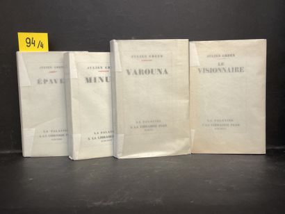 GREEN (Julien). 4本初版书集 "La Palatine "的重聚，全部采用大纸。包括："Epaves"(1/1800 Alfa enriched...