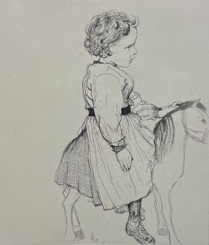 EVENEPOEL (Henri). "查尔斯"（1899）。黑色的蚀刻画。印有布鲁塞尔皇家图书馆Chalcography的干印。支架尺寸：49,2 x 37,8厘米；主题：30...