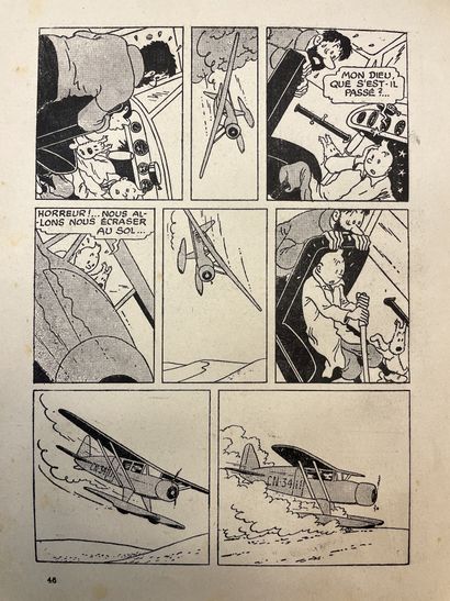 HERGÉ. 丁丁历险记》（The Adventures of Tintin）。螃蟹与金针的关系。图尔奈-巴黎，卡斯特曼，（1941年），4°，出版商的精装本，标题页上有螃蟹的爪子，4个彩色脱文，图片贴在封面上，红色书脊，第4封A...