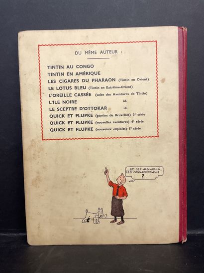 HERGÉ. 丁丁历险记》（The Adventures of Tintin）。螃蟹与金针的关系。图尔奈-巴黎，卡斯特曼，（1941年），4°，出版商的精装本，标题页上有螃蟹的爪子，4个彩色脱文，图片贴在封面上，红色书脊，第4封A...