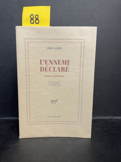 GENET (Jean). 宣称的敌人。文本和采访。由阿尔伯特-迪奇建立和注释的版本。P., NRF, 1991, 8°, 425 p., br., filled...