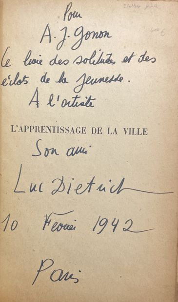 null 迪特里希（Luc）。Le Bonheur des tristes.P., Denoël et Steele, 1935, in-12, 282 p.,...