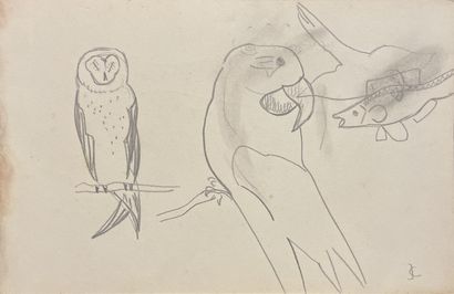 CARION (Jane). "研究"（1919-1922）。一套5幅铅笔画，其中7幅有图案，几幅是双面的。支持物和主题的尺寸：（5 x）13 x 21厘米（边...