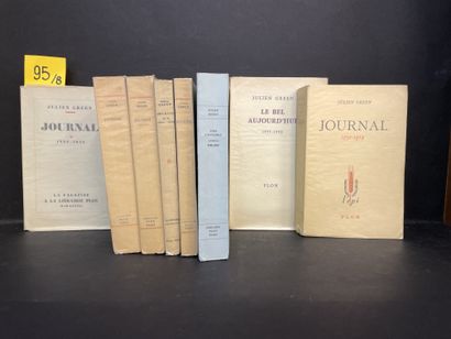 GREEN (Julien). 杂志[1928-1967]。P., Plon, 1938-1967, 8卷. 8°, br.首版采用esparto或Johannot...
