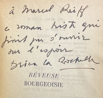 DRIEU LA ROCHELLE (Pierre). 资产阶级的梦想。P., NRF, 1937, in-12, br. (cover defr. ，spine...